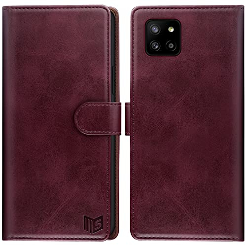 SUANPOT for Samsung Galaxy A22 5G case with [Credit Card Holder][RFID Blocking],PU Leather Flip Book Protective Cover Women Men for Samsung Galaxy A22 5G Phone case Wine Red