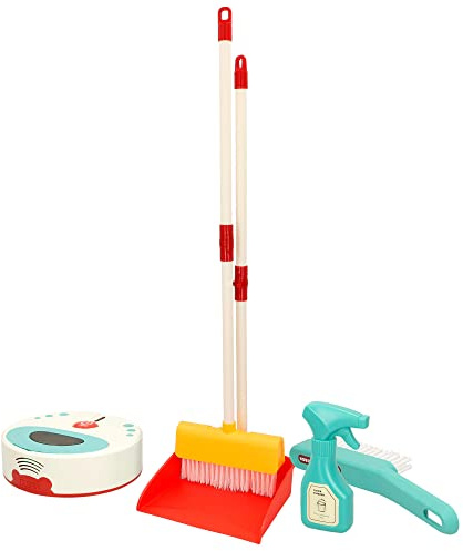 COLORBABY 49683 - Set de limpieza de juguete con luz y sonido / Accesorios de limpieza incluye escoba, recogedor y robot de limpieza / Kit de limpieza para niños