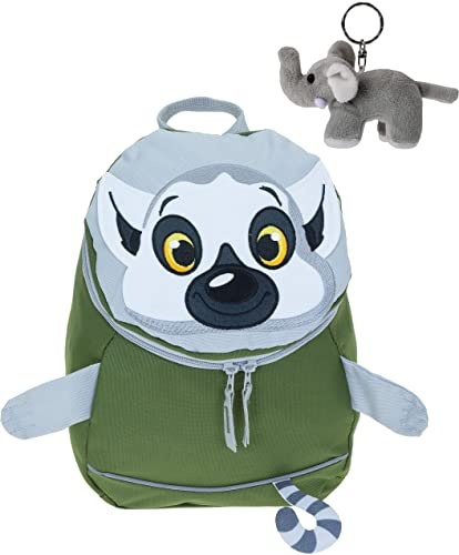 Elephant Kinderrucksack Jungen Mädchen Kinder Kids Kindergartenrucksack Kindertasche ab 3 Jahren Rucksack Classic +e (Lemur Maki Oliv 363)