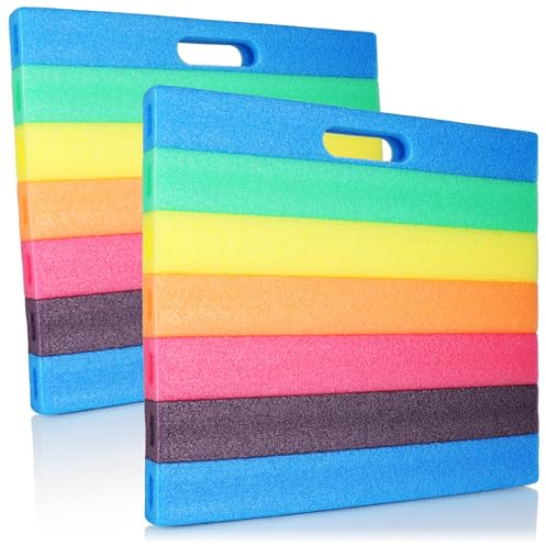 com-four® 2x coussins de genoux - tapis de genou en mousse confortable - coussin de siège de stade - genouillères souples jardinage - tapis de protection des genoux portable (Arc-en-ciel)