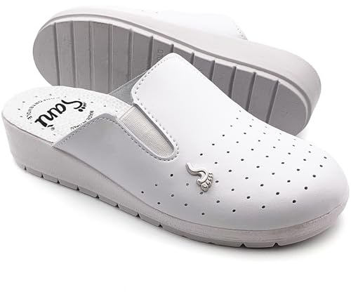 Chaussons sanitaires anatomiques pour femmes, chaussons en cuir véritable, chaussures orthopédiques avec élastique réglable, sabots fabriqués en Italie