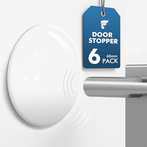 shinfly 6pcs Tope Puerta Pared, Tope Puerta Adhesivo 60x8mm, Topes para Puertas Blanco, Protector Pared y Tope Puerta para Dormitorio, Cocina y Baño, Door Stopper para Cualquier Superficie