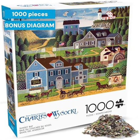 Buffalo Games - Charles Wysocki - Sunset Bay - 1000 Piece Jigsaw Puzzle for Adults Challenging Puzzle Perfect for Game Nights - Finished Puzzle Size is 26.75 x 19.75