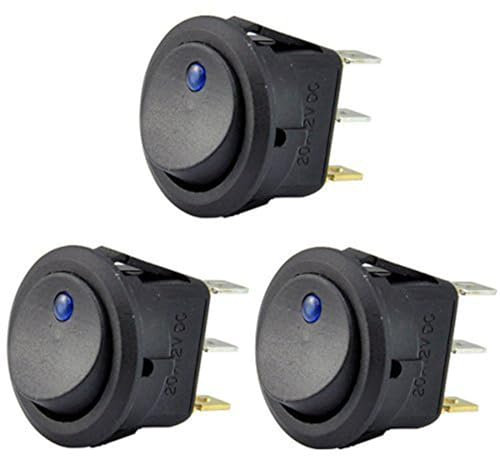 Losueeun Cke Lot de 3 interrupteurs à bascule 12 V 20 A LED, lumière bleue, commande SPST ON, pour bateaux, voitures, voitures de course, véhicules et tout ce qui nécessite une puissance de 12 V