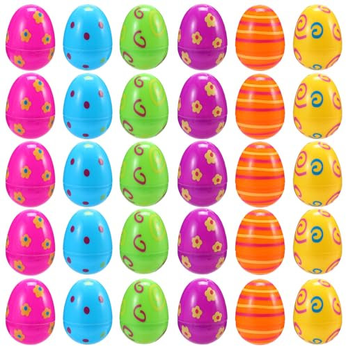 IHCEMIH Plastic Eggs, 30Pcs Empty Easter Egg to Fill for Egg Hunt 6 Colors 2.3 Fillable Hollow Surprise Eggs Easter Ornaments Basket Stuffers Party Favor Home Decorations Colorful Prize Gift for Kids