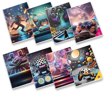 Pigna, Maxi Cahier Jeux électroniques, format A4 21x29,7 cm, 80 pages + page de garde, papier 80 g/m², intérieur 0Q, quadrillé 5 mm avec marges, couvertures assorties, 10 pièces