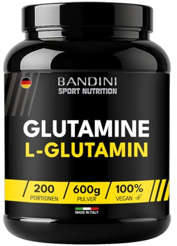 Bandini® L-Glutamin Pulver 600g (200 Portionen) - Reines veganes L Glutamin, Aminosäure aus natürlicher Maisfermentation, hochdosiert & geschmacksneutral Glutamine Powder für Training & Sport