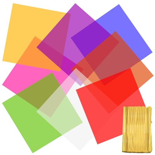 LTMMC 80PCS Coloured Cellophane Sheets 7.5x7.5 Inch