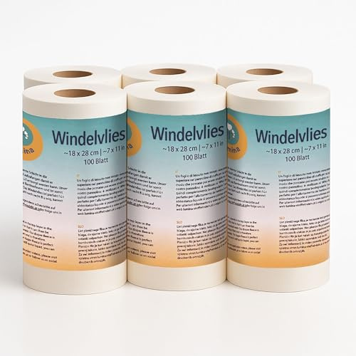 Lumina Windelvlies groß 6x100 Blatt – Weiches Windelvlies zur Einlage in Stoffwindeln – Windelvlies aus Viskose, 100 % biologisch abbaubar & hautfreundlich – Windeleinlagen für Babys