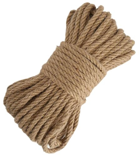 JCTEEY Cuerda de Yute Natural tosada 10 mm de Longitud 20 m, Cuerda de Yute para Jardín, Gruesa para Manualidades, Embalaje, Decoración