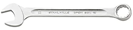 Stahlwille 40082727 Combination Spanners Open-Box No.13, Size 27mm, Metric, with 15 degree Offset Ring End, Chrome Plated Finish, Length 300mm, Made in Germany