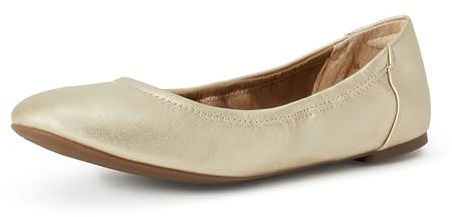 Amazon Essentials Women's Belice Ballet Flat, Gold, 7 UK Wide