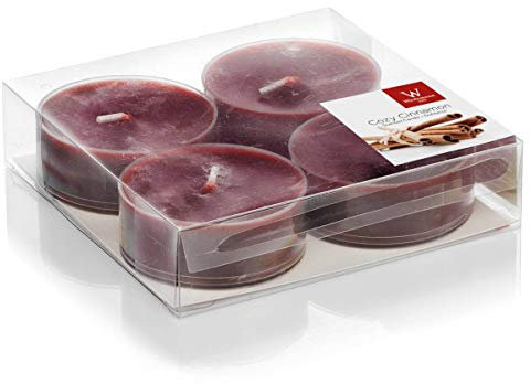 INNA-Glas Juego de 4 candelitas Maxi/Velas aromáticas Astrid, Burdeos, 1,9cm, Ø5,7cm, 8h - Velas de té - Paquete de velitas de té