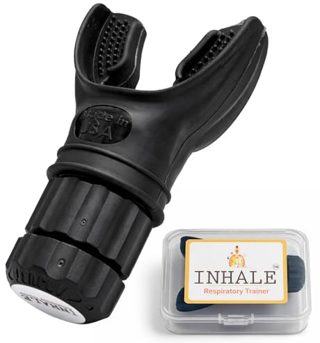 Inhale Entrenador respiratorio | Dispositivo compacto de ejercicio pulmonar con silicona pura | Mejora la capacidad respiratoria | Entrenamiento muscular respiratorio | Resistencia ajustable | Fácil