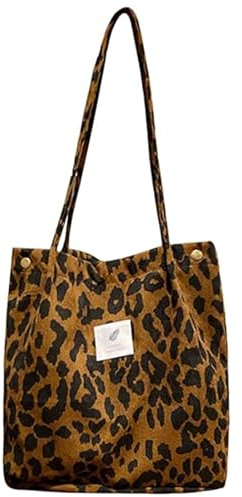 AioTio Bolso de Pana para Mujeres Bolsa Grandes Bolso Playa de Verano para Mujer Bolsa Tela Informal Ultraligeros para ir de Compras y Fitness(Leopardo)