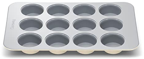 Caraway Non-Stick Ceramic 12-Cup Muffin Pan - Naturally Slick Ceramic Coating - Non-Toxic, PTFE & PFOA Free - Perfect for Cupcakes, Muffins, and More - Cream