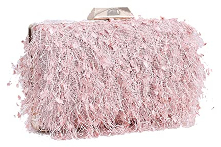 CORIOS Bolsa de Noche para Mujer de Fiesta de Cadena de Mano Bandolera Elegante de Hombro para Fiesta de Graduación Banquete Boda Rosa