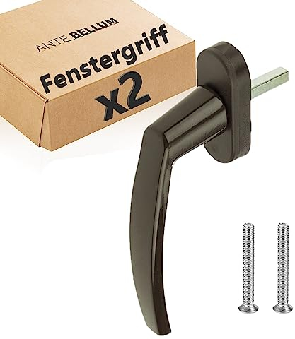 Ante bellum Hochwertiger Fenstergriffe Braun aus Aluminium - Sicheres und stilvolles Zubehör für Fenster und Türen mit 35mm langem Stift. Passend für die meisten Standardfenster. (Braun, 2 Stück)