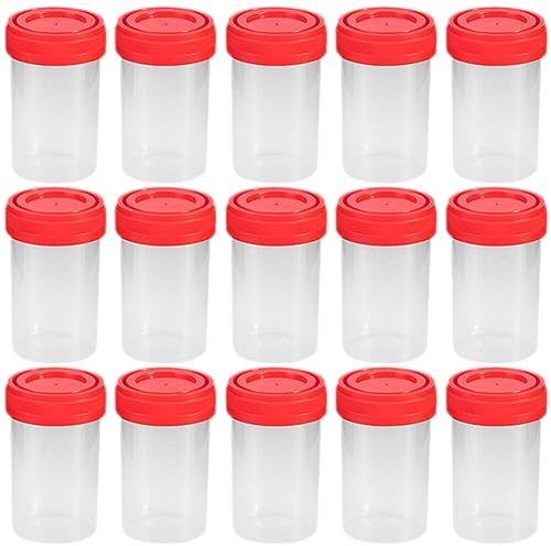 Gobelets Stériles avec Couvercles 15 Pièces 60 ML Tasse De Collecte Pots D'échantillons Contenants De Liquide pour Tester La Collecte Sûre De Selles