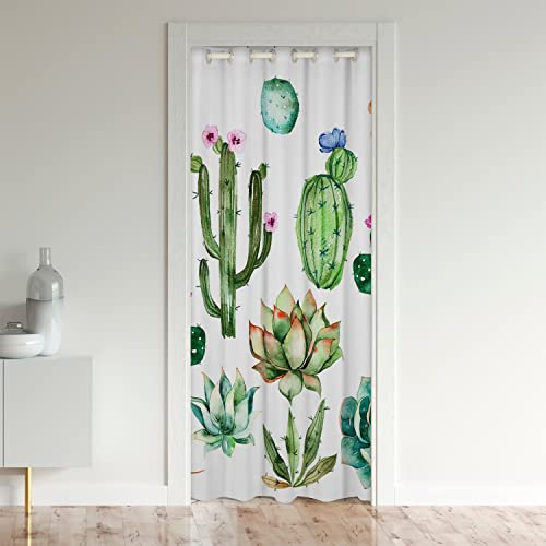 Cactus Copertura per porta Tenda per porta Tenda morbida Tappeto Verde Boho Succulente Casa Bambini Acquerello Camera Botanica 30%-50% Tenda oscurante Tenda per porta Privacy Tenda per porta 106 x 20