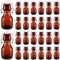 Tessco 24 Pcs Amber Mini Glass Bottle with Swing Top Decorative Mini Olive Oil Bottles Small 2 Oz Glass Jars with Lids for Wedding Themed Party Favors Crafts Extracts Decoration Vanilla Extract Sauce