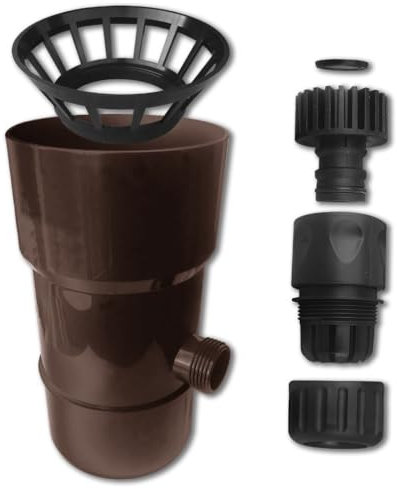 D-Work Collecteur Eau de Pluie PVC avec Raccords ABS - 110 mm - D. 100 mm - Brun Chocolat RAL 8017 - Résistant aux intempéries - Kit complet inclus