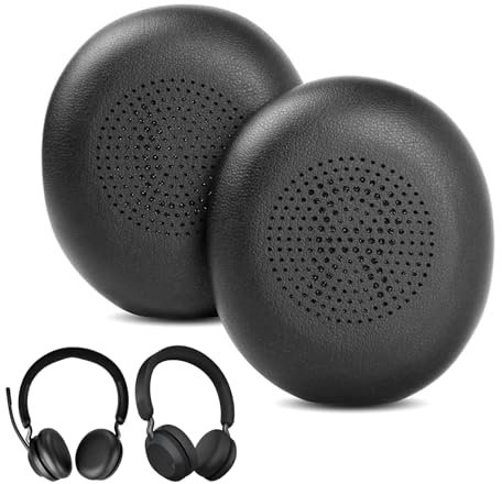 Almohadillas de Repuesto para J-Abra Elite 45h, para Auriculares Evolve2 65 MS UC, Piezas de Auriculares de Espuma Viscoelástica, Almohadillas de Cuero de Proteína Suave (Negro)