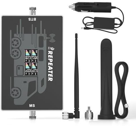 Amplificador de Señal de Telefonía Móvil Montado en un Vehículo, Amplificador Señal Movil en Compatible con Señal Furgoneta, Camión, Remolque de Viaje y Otros vehículos