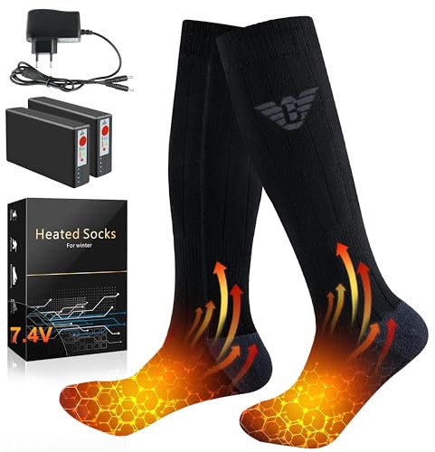 Calcetines Calefactables Hombres Mujeres - 7.4V Bateria Recargables, ​para Esquiar Acampar Pescar