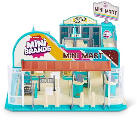 Mini Brands Retro Mini Mart with 5 Minis, Amazon Exclusive Playset, by ZURU – Real Miniature Collectible Store for Kids, Role Play, and Display