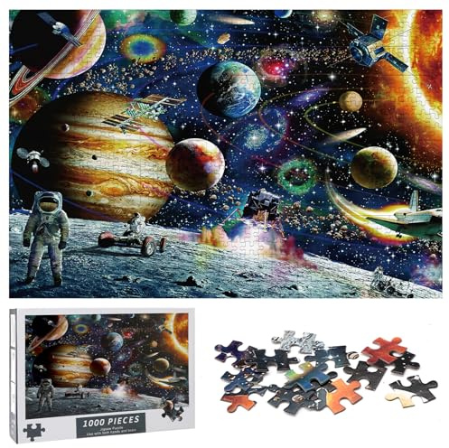 APOMOONS Puzzle de 1000 piezas, para adultos y niños, rompecabezas imposibles, diseño colorido del sistema solar