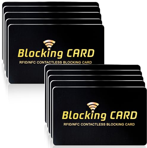 Linmxiy RFID Blocking Card 10 pack,One Card Protects Entire Wallet,RFID/NFC Contactless Bank Debit Credit Card Protector ID ATM Guard Card Blocker,Smart Slim Design Perfectly Fits in Purse–Black