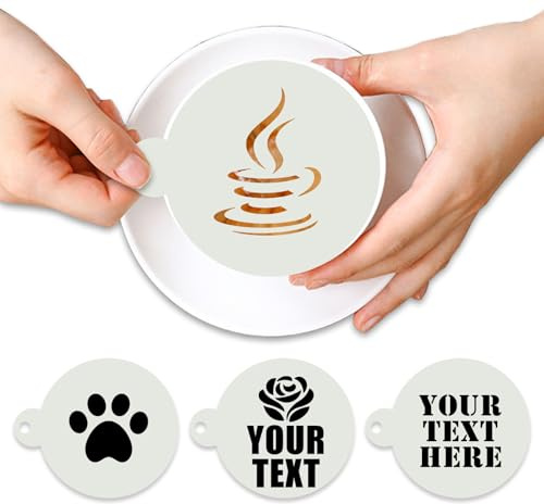 Stencil Per Caffè Personalizzato,Personalizzati Testo Logo Cappuccino Latte Stampini,Riutilizzabili Lavabili Torta Caffè Modelli Di Disegno10 Pezzi (10.5cm/4.13in)