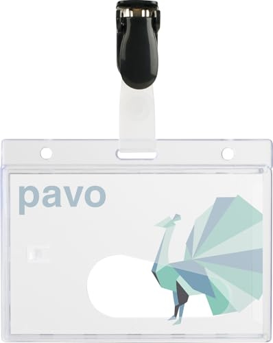 Pavo - Premium namnskylt 60 x 90mm av hård PVC med klämma, 1 förpackning med 25 st.,