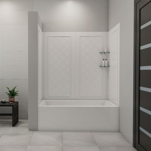 DreamLine QWALL-Tub 56-60 in. W x 28-32 in. D x 60 in. H Acrylic Backwall Kit In White, SHBW-1360603-01