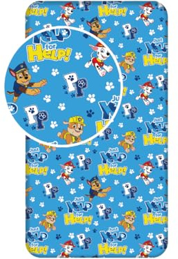 Paw Patrol Chase Marshall Just Yelp for Help bed sheet, fitted sheet 90 x 200 + 25 cm, 100% cotton