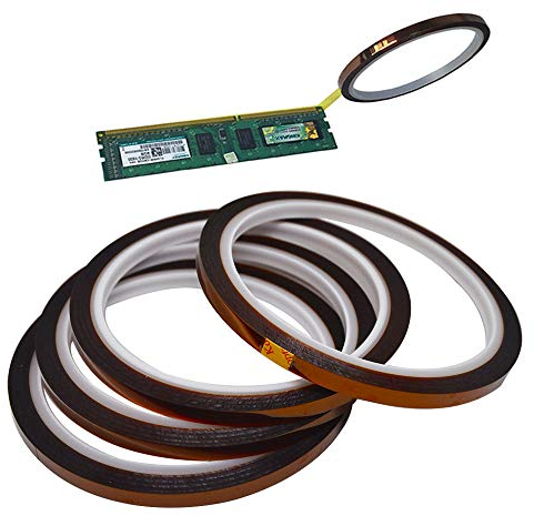 Senven 4 Pcs Cinta resistente al calor Cinta enmascarar poliimida Cinta Kapton para placas circuito enmascaramiento, soldadura, recubrimiento en polvo, sublimación y aislamiento (33M x 5MM) × 4