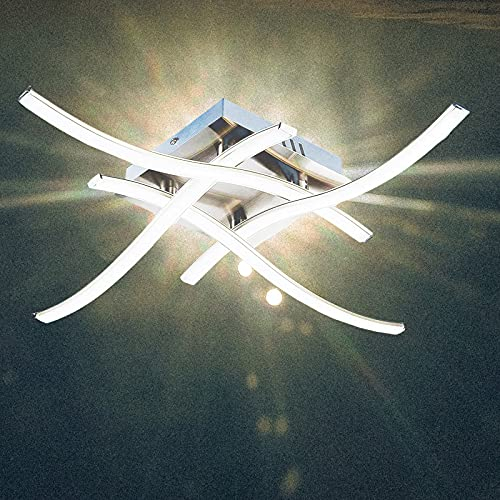 LED Ceiling Light, Elegant Curved Design Ceiling Lights, 28W Cool White Light 6500K 4 Built-in LED Boards,Modern Ceiling Fixture for Living Rooms, Bedroom, Kitchen Hallway and Bedroom,2400 Lumens