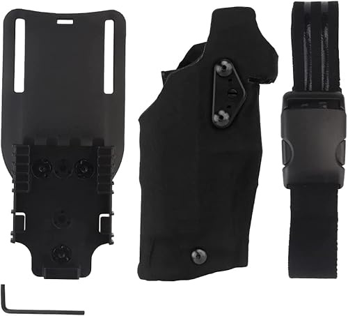 Zhongren taktisk Airsoft hölster G17/19 kompatibel med X300/X300U lampor snabbfrigörande hölster QLS snabbmonteringsadapter ben hölje droppe militär jakt Airsoft tillbehör (svart)