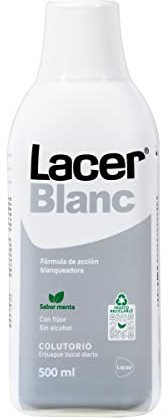 LACERBLANC - Colutorio Menta 500 ml, Enjuague Bucal de Uso Diario, Múltiples Beneficios, Acción Blanqueadora, Previene Placa Bacteriana, Caries y Protege las Encías