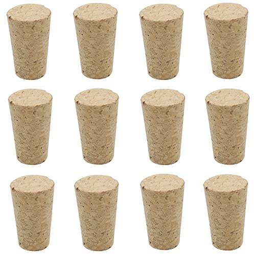 DAQUSU 12Pcs Wooden Conical Cork Stoppers for Wine, Liquor, Beer & Champagne Bottles