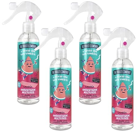 The Fruit Company - Ambientador Spray, Sandía, Pack de 4 Unidades de 250ml (1000ml)