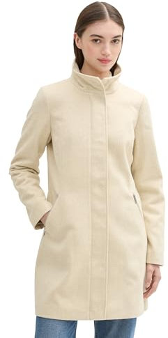 TOM TAILOR Denim Damen Mantel mit Stehkragen,35876 - beige Herringbone, M