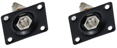 1/4 Inch Guitar Output Jack Plate 2Pcs, Black Metal Input Jack Socket Replacement for Electric Bass Guitars, LP, Telecaster Style with Mounting Screws