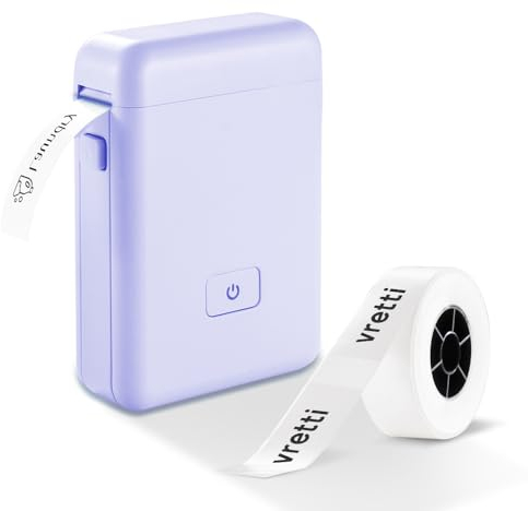 vretti Mini Label Maker, HP2 Impresora Portátil Térmica de Etiquetas Autoadhesivas Bluetooth Etiquetadoras Compatible con iOS/Android, Label Printer para Teléfonos Inteligentes para Oficina, Hogar
