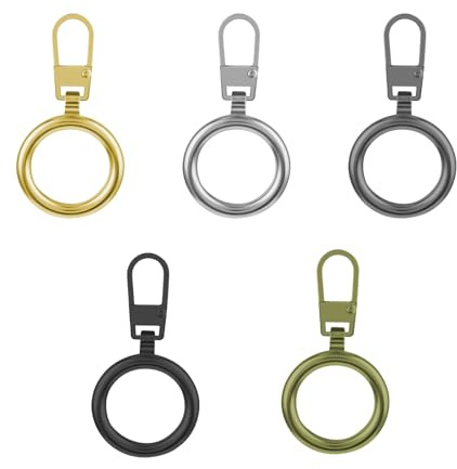 Ymapinc 5PCS Round Zipper Pulls Replacement Detachable Tab Repair Slider for Small Hole Zippers - Sliders for Jackets, Coats, Suitcases, Backpacks, Handbags, Purses