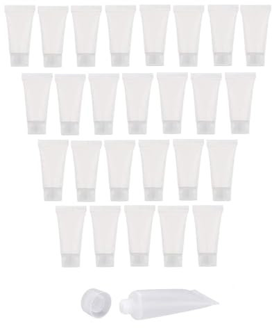 QLEUIFT 30 pcs Tubos de Plástico Vacíos Rellenables Frascos de Embalaje de Muestras de Botellas Contenedor de Maquillaje con Tapa Transparente para Loción Corporal Gel de Ducha Champú Limpiador, 15 ml
