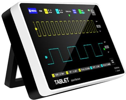 DEWIN Osciloscopio 1013D,Osciloscopio Portatil Osciloscopio Digital de Panel Plano Ancho de Banda de 100MHz de Doble Canal,frecuencia de muestreo de 1GSa/s, Pantalla táctil LCD TFT de 7 Pulgadas