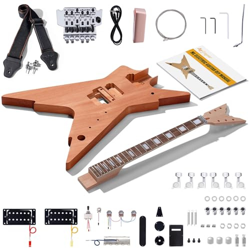 Leo Jaymz DIY Electric Guitar Kits with Mahogany Body and Neck - Laurel Wood Fingerboard and All Components Included(MLX)