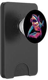 Party Shark Disco DJ con Ilustraciones de Tocadiscos con PopSockets PopWallet para MagSafe